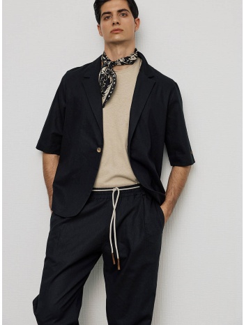 μαύρο κοντομάνικο λινό σακάκι