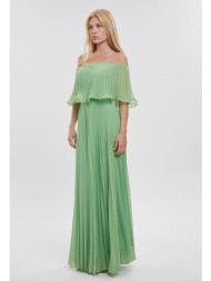 maxi πλισέ φόρεμα με βολάν