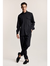 μαύρο βραδινό πουκάμισο με νερβίρ