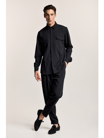 μαύρο βραδινό πουκάμισο με νερβίρ