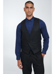 ανθρακί καρό γιλέκο σταυροκούμπι