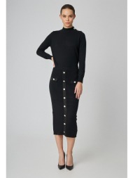 μαύρη πλεκτή φούστα με κουμπιά κόσμημα