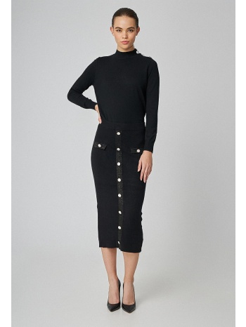 μαύρη πλεκτή φούστα με κουμπιά κόσμημα σε προσφορά