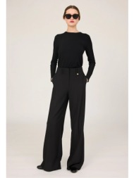 μαύρο ψηλόμεσο ίσιο παντελόνι με φαρδύ μπατζάκι