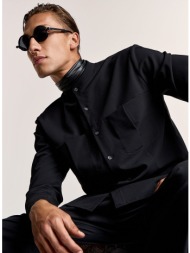 μαύρο μαό πουκάμισο με τσέπες και πιέτες