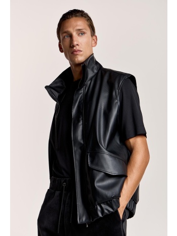 μαύρο αμάνικο γιλέκο eco / vegan leather σε προσφορά