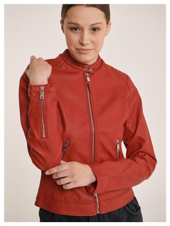 κόκκινο δερματίνη τζάκετ biker jacket