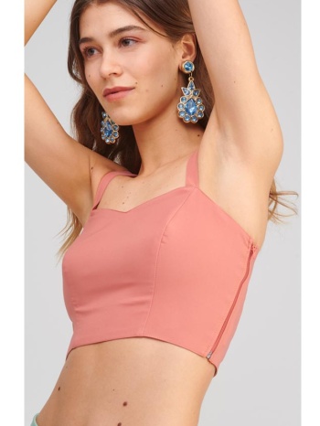 κοραλί εξώπλατο cropped top