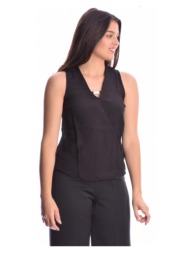 μαύρη αμάνικη μπλούζα με μπάσκα