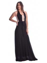 μαύρο μάξι εξώπλατο φόρεμα