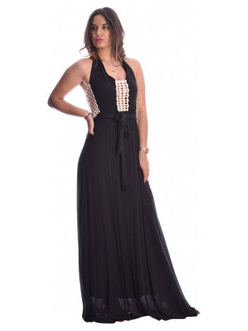 μαύρο μάξι εξώπλατο φόρεμα σε προσφορά