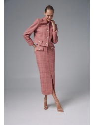 μίντι ρόζ φούστα tweed