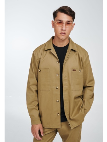 μπέζ overshirt με τσέπες