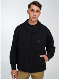 μαύρο overshirt με τσέπες