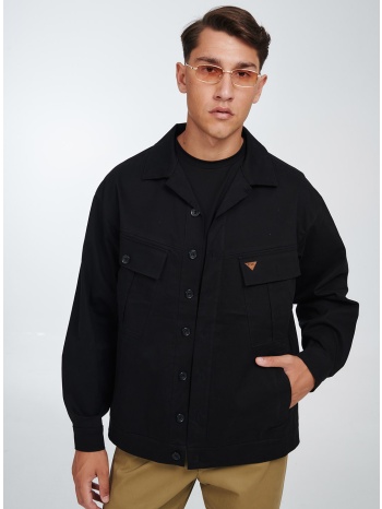 μαύρο overshirt με τσέπες