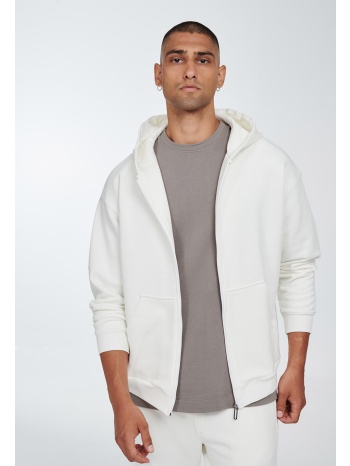 λευκή ζακέτα με κουκούλα και κέντημα στην πλάτη σε προσφορά