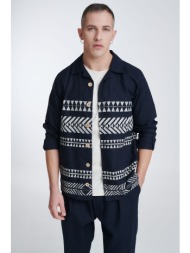 μπλέ τζάκετ με γεωμετρικά σχέδια