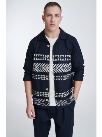μπλέ τζάκετ με γεωμετρικά σχέδια