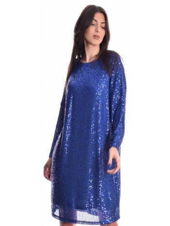 μπλέ μιντι φόρεμα με παγιέτα σε προσφορά