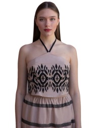 μπέζ αμάνικο κρόπ τοπ με ...