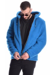 μπλέ γούνινο τζάκετ με ...