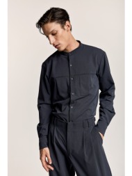 γκρί μαό πουκάμισο με τσέπες και πιέτες