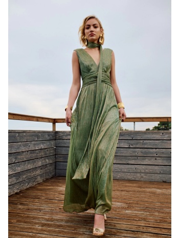 μάξι εξώπλατο πλισέ φόρεμα