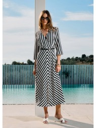 ριγέ φόρεμα με ζώνη