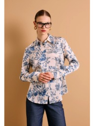 εμπριμέ σατινέ πουκάμισο