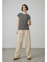 ψηλόμεσο ριχτό παντελόνι με διπλή πιέτα