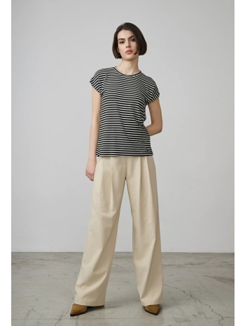 ψηλόμεσο ριχτό παντελόνι με διπλή πιέτα