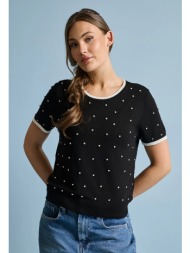 πλεκτή μπλούζα με στρας