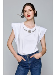 μπλούζα με κολιέ και στρας μαύρο