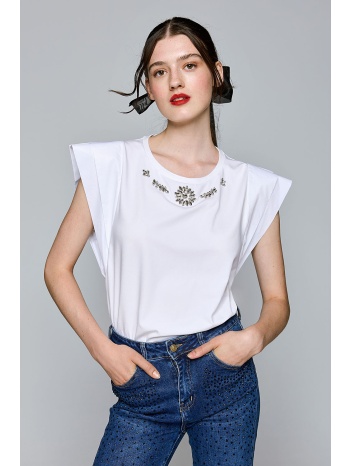 μπλούζα με κολιέ και στρας μαύρο