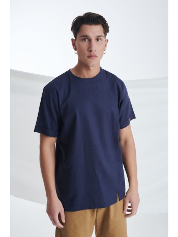 λινή μπλούζα με ρεβέρ