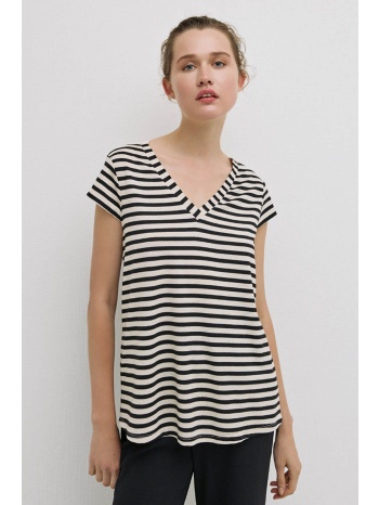 ριγέ μπλούζα με δαντέλα