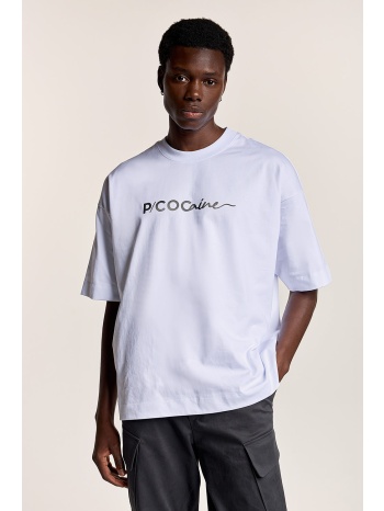 λευκό t-shirt με ρεγκλάν μανίκι και μεταλλικό τύπωμα