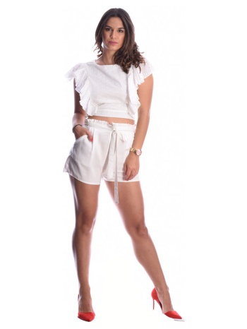 λευκό σόρτς με λάστιχο σε προσφορά