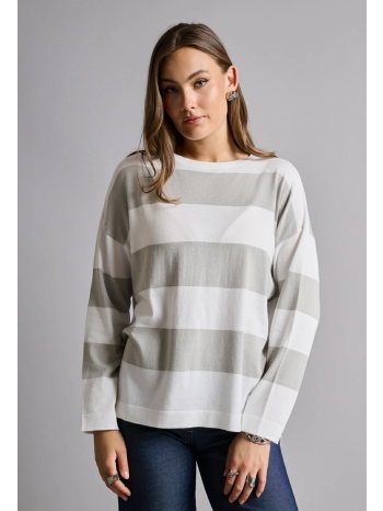 πλεκτή μπλούζα με ρίγες ασπρόμαυρο