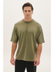 ματ βελούδινη μπλούζα με 3/4 μανίκι και κάθετη ραφή