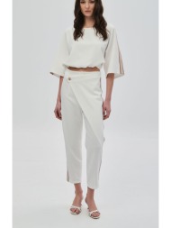 υφασμάτινο παντελόνι με επανώτισμα και ρίγα με στρας