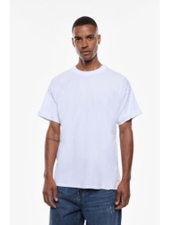 κοντομάνικη crewneck με ρεβέρ στα μανίκια λευκό