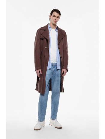 καμπαρντίνα με σταυρωτό κούμπωμα και ζώνη μαύρο