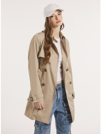 μακριά καμπαρντίνα με ζώνη και τσέπες