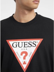 μαύρη κοντομάνικη με στάμπα guess iconic triangle