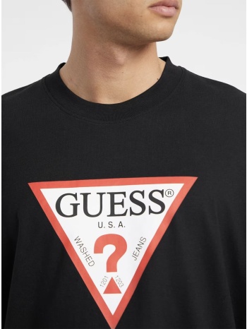 μαύρη κοντομάνικη με στάμπα guess iconic triangle