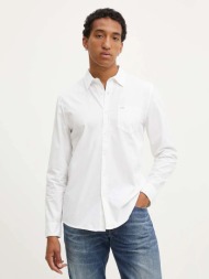 λευκό πουκάμισο με τσέπη slim fit