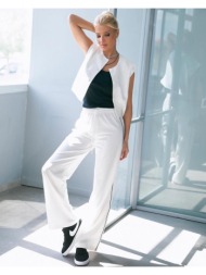 ψηλόμεσο παντελόνι με ρέλι και ελαστική μέση λευκό