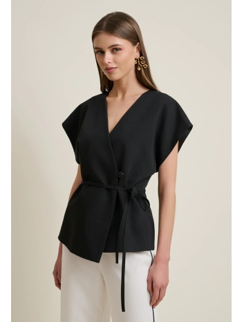 σταυρωτό γιλέκο με φαρδύ μανίκι λευκό