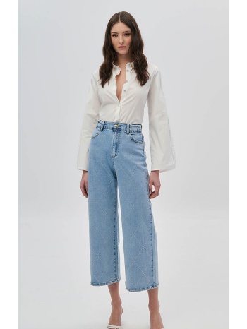 τζην ψηλόμεσο cropped παντελόνι με στρας